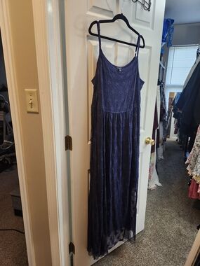 Torrid Women's Navy Blue Embroidered Maxi Dress, Torrid 3 = 3X